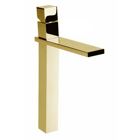 Bossini Cube Смеситель для раковины на 1 отв., супер-высокий с заглушкой 1”1/4, цвет: Gold PVD