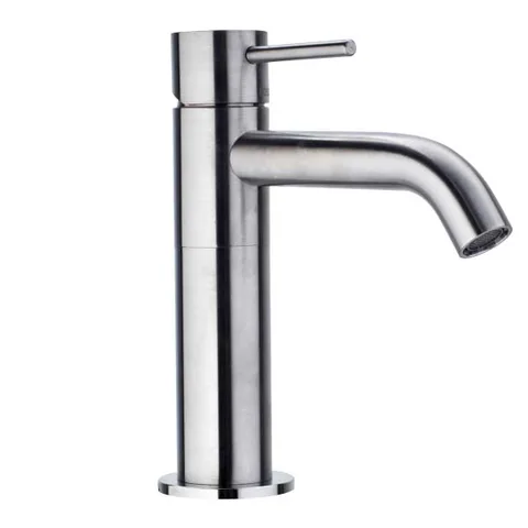 Bossini Inox Однорычажный Смеситель для раковины на 1 отв., из нержавеющей стали без донного клапана, цвет: глянцевая сталь