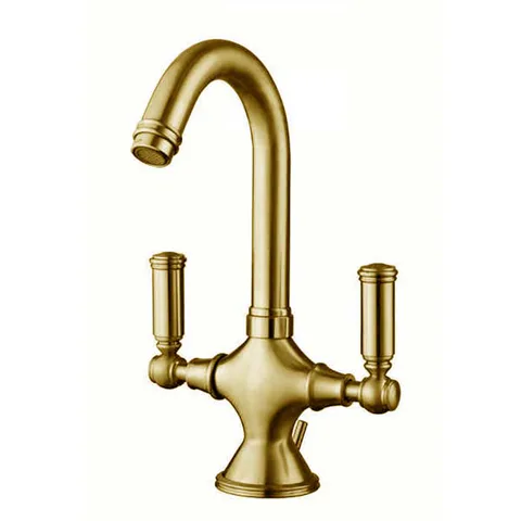 Bossini Liberty Смеситель для раковины на 1 отв., с поворотным изливом и заглушкой 1”1/4, цвет: Gold PVD