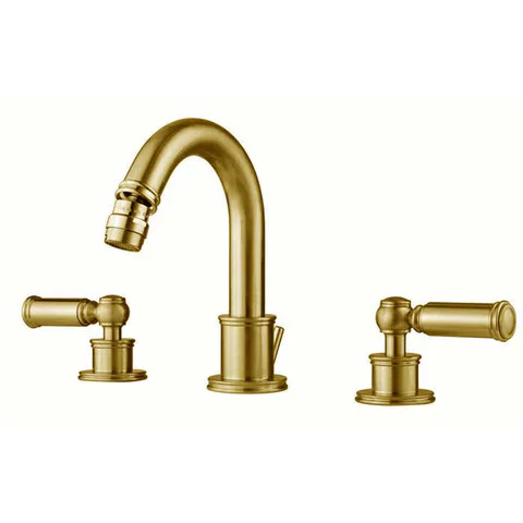 Bossini Liberty Смеситель для биде на 3 отверстия с поворотным изливом и заглушкой 1”1/4, цвет: Gold PVD
