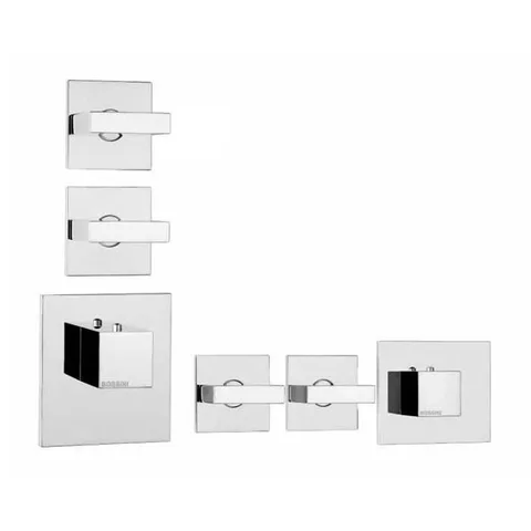 Bossini Rectangular Термостат для душа, встраиваемый (внешняя часть), с девиаторм/запорным вентилем на 2 - 4 выхода, уст-ка верт/гор., цвет: хром