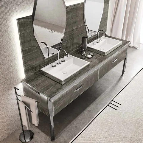 VITAGE milldue edition HILTON Плинтус 2250х850х28 мм, накладной, для 2 зеркал, подсветка с 3 сторон, рама черный алюм, отделка стекло Alabastro bronze