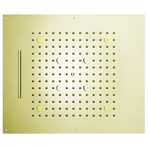 BOSSINI DREAM/3 Верхний душ 570x470mm, 3 режима (дождь, каскад, туман) с 4 LED RGB, блок питания/управления, Cromoterapia, цвет: Brushed Gold PVD