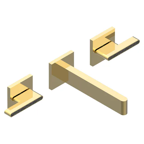 THG ICON-X CARBONE GOLD A MANETTES Смеситель для раковины настенный, на 3 отверстия, внешняя часть, цвет полированное золото