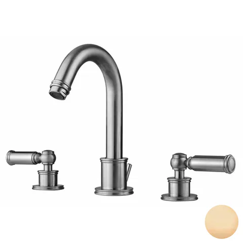 Bossini Liberty Смеситель для раковины на 3 отверстия с поворотным изливом и заглушкой 1”1/4, цвет: Brushed bronze matt
