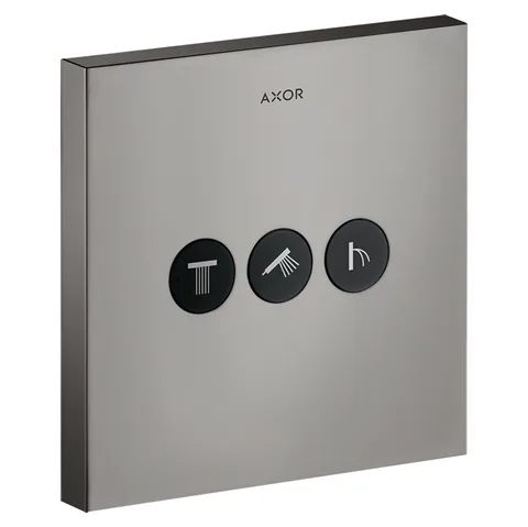 AX ShowerSelect Встраиваемый модуль с 3 запорными клапанами (внешняя часть), цвет: полированный черный хром