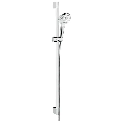 HG Crometta Vario Unica Душевой набор: штанга 900mm, ручной душ, 1jet (Rain), EcoSmart, шланг, цвет: белый/хром