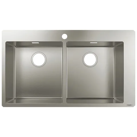 HG SilicaTec  S711-F765 Кухонная мойка  50х86,5х19 см, 2 чаши, цвет: под сталь