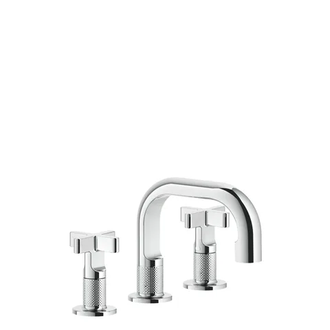GESSI INCISO Смеситель для раковины на 3 отверстия с донным клапаном, излив 140мм, h=145мм, цвет: хром