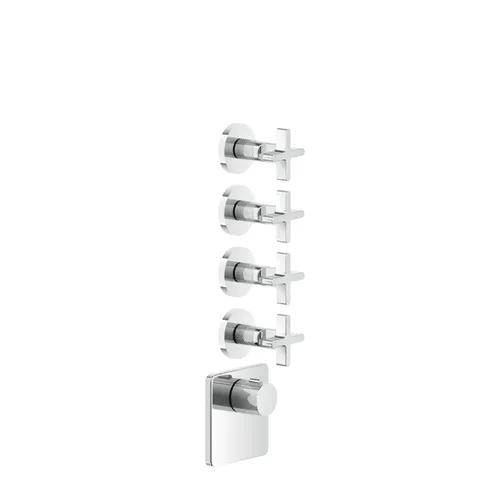 GESSI INCISO Встраиваемый термостатический смеситель на 4 источника, резьба 3/4" (внешние части), цвет: хром