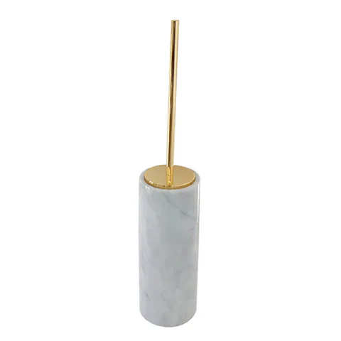 3SC Elegance MARMO Туалетный ёршик, напольный, цвет: мрамор bianco carrara/золото 24к. Lucido