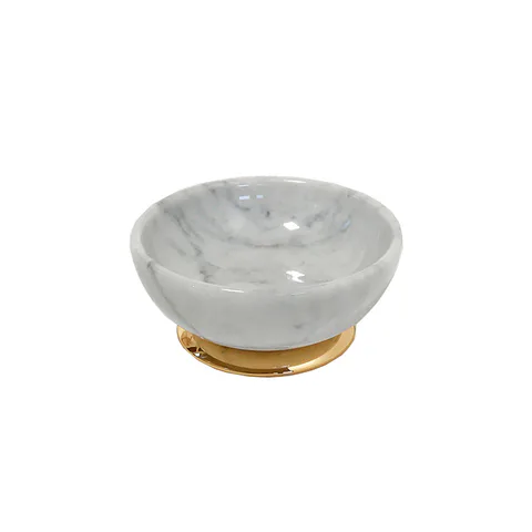 3SC Elegance MARMO Мыльница настольная, цвет: мрамор bianco carrara/золото 24к. Lucido