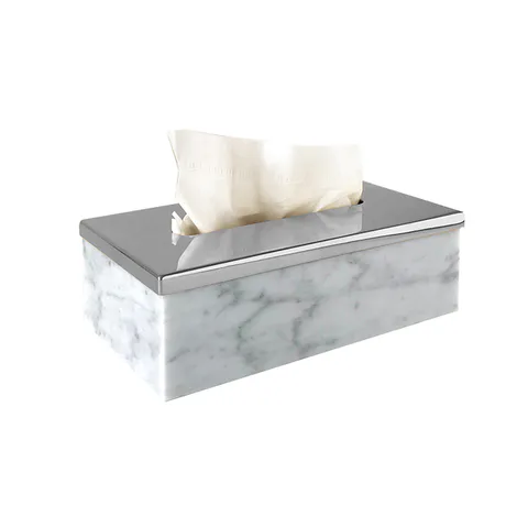 3SC Elegance MARMO Контейнер для салфеток 23х12,5хh7см, цвет: мрамор bianco carrara/хром