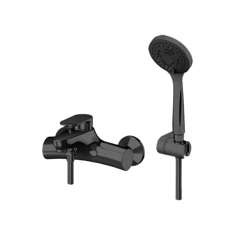 Gattoni H2Omix7000 Смеситель для ванны настенный однорычажный, с ручной лейкой и держателем,  цвет Nero Opaco
