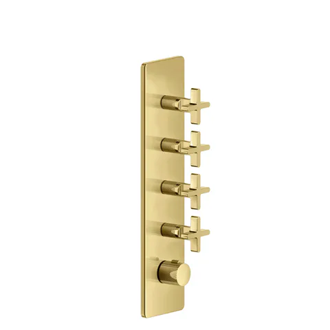 GESSI INCISO Встраиваемый термостатический смеситель на 4 источника, резьба 3/4" (внешние части), цвет: золото