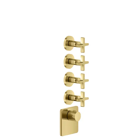 GESSI INCISO Встраиваемый термостатический смеситель на 4 источника, резьба 3/4" (внешние части), цвет: золото