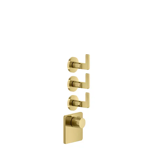 GESSI INCISO Встраиваемый термостатический смеситель на 3 источника, резьба 3/4" (внешние части), цвет: золото