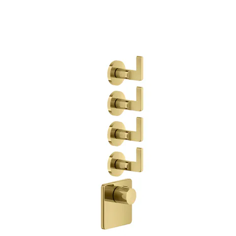 GESSI INCISO Встраиваемый термостатический смеситель на 4 источника, резьба 3/4" (внешние части), цвет: золото
