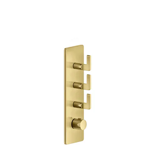 GESSI INCISO Встраиваемый термостатический смеситель на 3 источника, резьба 3/4" (внешние части), цвет: золото