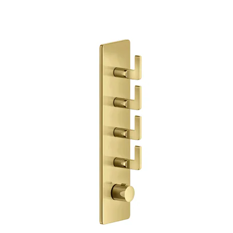 GESSI INCISO Встраиваемый термостатический смеситель на 4 источника, резьба 3/4" (внешние части), цвет: золото