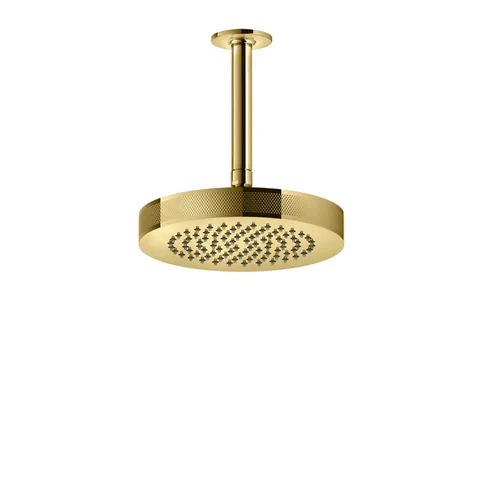 GESSI INCISO Потолочная душевая головка шарнирная на 1/2", Ø218 мм, длина изготавливается под заказ (мин. 105, макс. 1855мм), цвет: золото