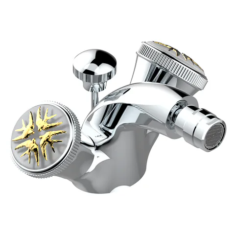 THG HIRONDELLES GOLD STAMPED Смеситель для биде на 1 отверстие, двухвентильный, с донным клапаном, цвет хром