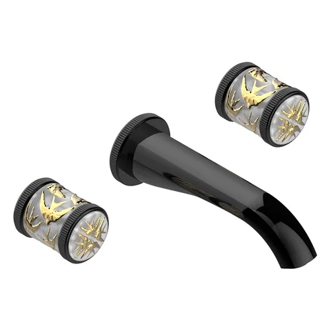 THG HIRONDELLES GOLD STAMPED Смеситель для раковины настенный на 3 отверстия, внешняя часть, цвет Brown bronze color PVD