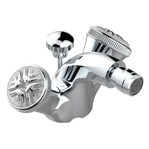 THG HIRONDELLES PLATINUM STAMPED Смеситель для биде на 1 отверстие, двухвентильный, с донным клапаном, цвет хром