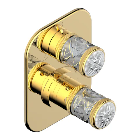 THG HIRONDELLES PLATINUM STAMPED Смеситель для душа встроенный, термостатический, с переключателем на 2 положения, внешняя часть, цвет Polished gold
