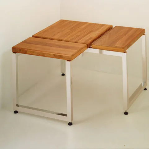 Eegibi Linea Alu Угловая скамейка 76x76x Н:45см, отделка: тик