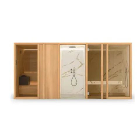Effegibi Yoku Spa Door Сауна&Хаммам 444x170h217см, в нишу, цвет: сауна чёрный орех/Calacatta Gold Extra