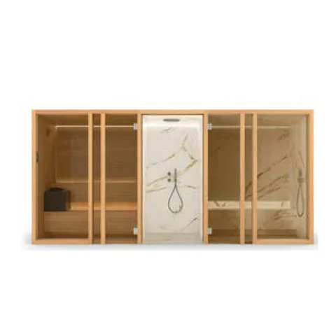 Effegibi Yoku Spa Glass Сауна&Хаммам 444x170h217см, в нишу, цвет: сауна чёрный орех/Fior di Bosco Tortora