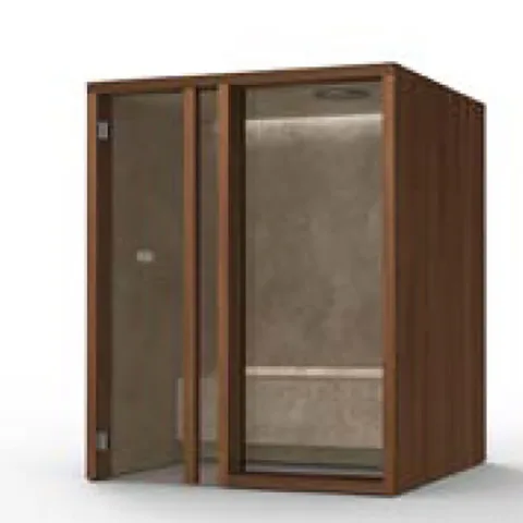 Effegibi Yoku H Glass Хаммам 174x170h214см, угловая Dx, цвет: осина термообработанная/Calacatta Gold Extra