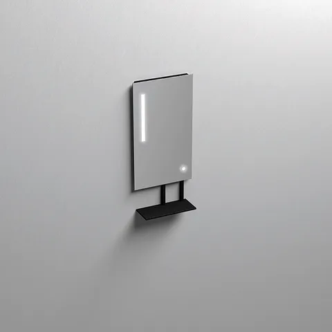 KERASAN  Зеркало 45x86 cм, с черной матовой полкой, с LED подсветкой и сенс выкл.