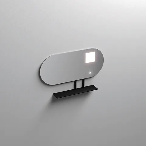 KERASAN  Зеркало 100х61 cм, с черной матовой полкой, с LED подсветкой и сенс выкл.