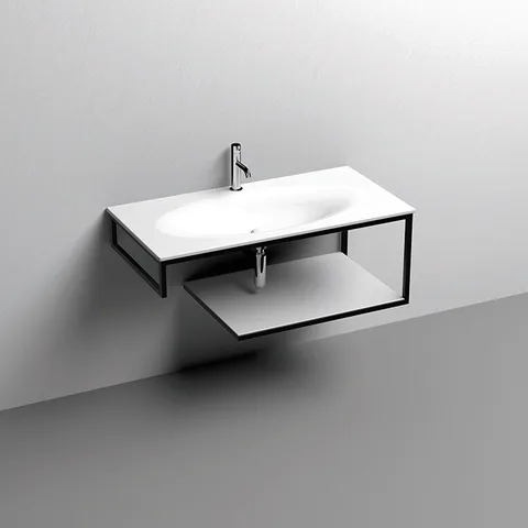 KERASAN SHAPE LOUISE Структура 1020х520 мм., подвесная, нержавеющая сталь, полка черная, цвет черный матовый