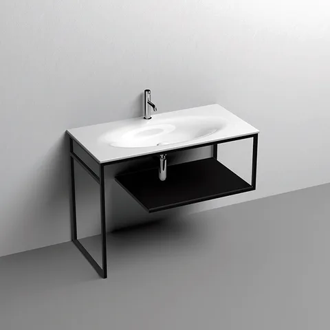 KERASAN SHAPE LOUISE Структура 1020х520 мм., напольная, нержавеющая сталь, полка черная, цвет черный матовый