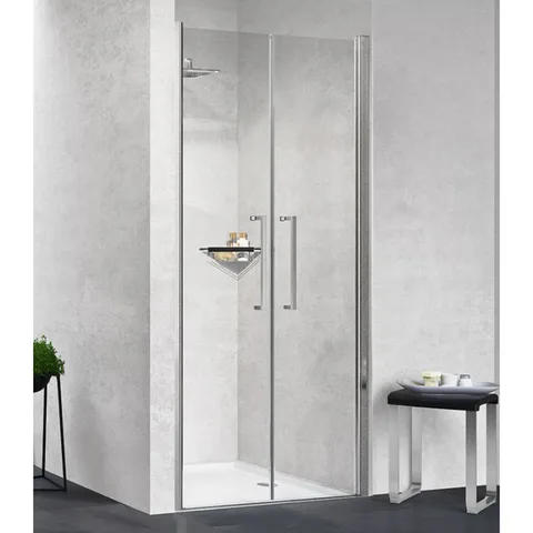 NOVELLINI YOUNG Дверь для душа 770-810х2000 мм., распашная, двухстворчатая, открывание внутрь и наружу, профиль хром, стекло прозрачное