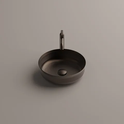 AGAPE UNDICI INOX Раковина &Oslash;380 мм., для установки на столешницу, без отверст для смесителя, без перел, с донн клап, нерж сталь, отд Brushed burnished