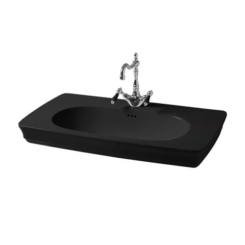 Artceram CIVITAS Раковина подвесная 90х49,5хh22см, 1 отв (+2 намеченных), перелив, цвет: черный глянцевый