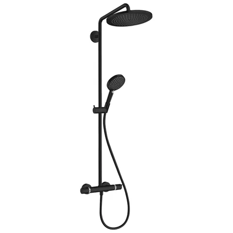 HANSGROHE CROMA SELECT S Душевая система Showerpipe с термостатическим смесителем, верхний душ Ø180 мм., ручной душ и шланг 1600 мм., цвет черный мат
