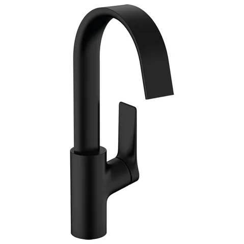 HANSGROHE VIVENIS Смеситель для раковины на 1 отверстие, однорычажный, с поворотным изливом, с донным клапаном, цвет черный матовый