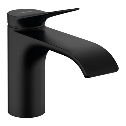 HANSGROHE VIVENIS Смеситель для раковины на 1 отверстие, однорычажный, высота излива 80 мм., с донным клапаном, цвет черный матовый