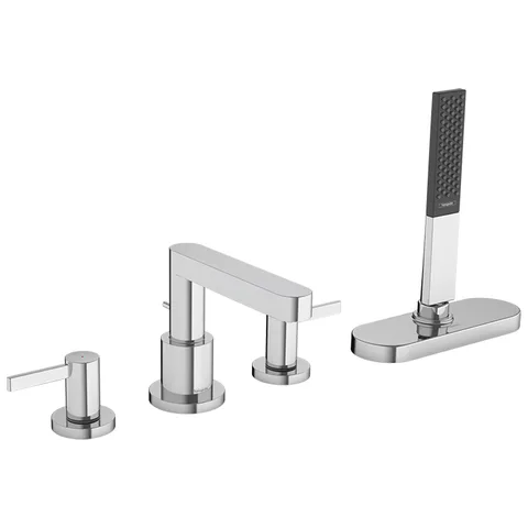 HANSGROHE FINORIS Смеситель на борт ванны на 4 отверстия, с ручным душем и коробом sBox, цвет хром