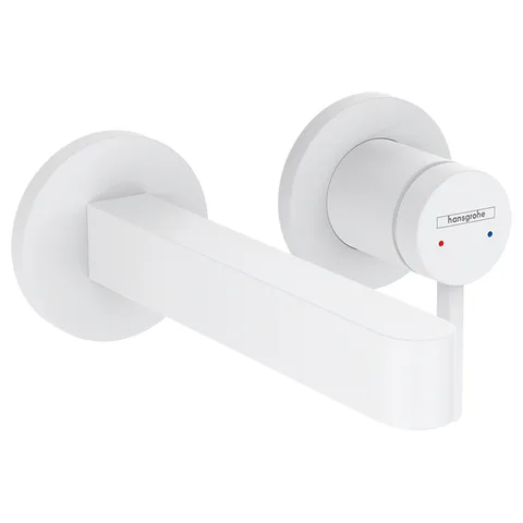 HANSGROHE FINORIS Смеситель для раковины настенный, однорычажный, излив 168 мм., внешняя часть, цвет белый матовый