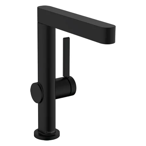 HANSGROHE FINORIS Смеситель для раковины на 1 отверстие, однорычажный, с поворотным изливом, с донным клапаном, цвет черный матовый
