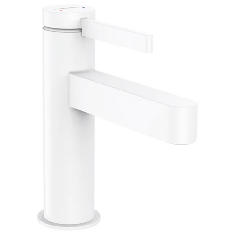 HANSGROHE FINORIS Смеситель для раковины на 1 отверстие, однорычажный, с донным клапаном, цвет белый матовый