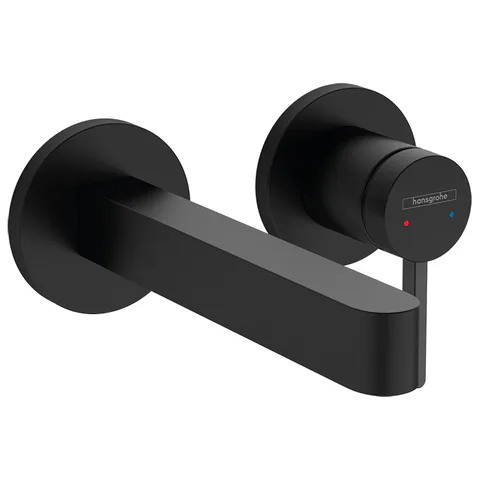 HANSGROHE FINORIS Смеситель для раковины настенный, однорычажный, излив 168 мм., внешняя часть, цвет черный матовый