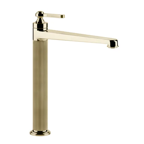 GESSI VENTI20 Смеситель для раковины на 1 отверстие, однорычажный, высокий, в комплекте с донным клапаном, цвет Brass PVD