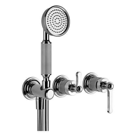 GESSI VENTI20 Смеситель встраиваемый, однорычажный, с переключателем на 2 положения, с ручным душем и шлангом 1500 мм., внешняя часть, цвет хром